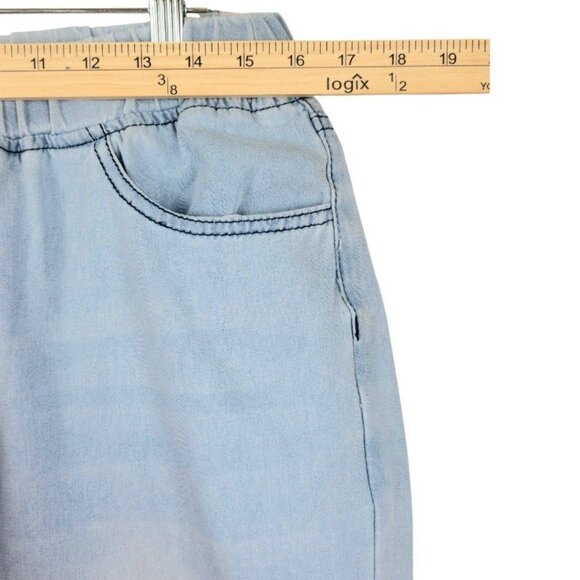 Womens XL comfy elastic tie waist wide leg relaxed light wash distressed jeans - Picture 8 of 11